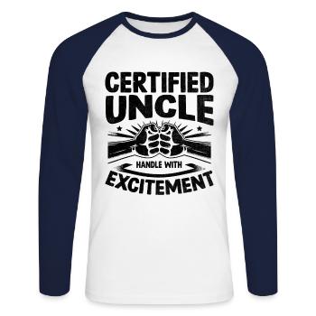 Certifié Oncle Handle avec excitation famille Uncl - T-shirt baseball manches longues Homme - blanc/marine - Devant - Nik (191cm)