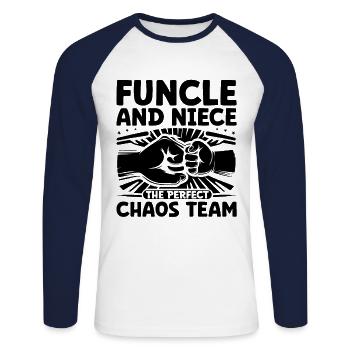 Funcle And Niece The Perfect Chaos Team Uncle Fami - T-shirt baseball manches longues Homme - blanc/marine - Devant - Nik (191cm)