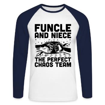 Funcle And Niece The Perfect Chaos Team Uncle Fami - T-shirt baseball manches longues Homme - blanc/marine - Devant - Nik (191cm)