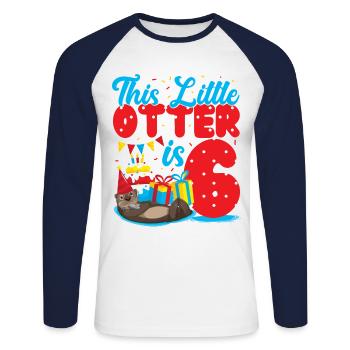 Otter Birthday This Little Otter - Unisex Long Sleeve Baseball T-Shirt - white/navy - Front - Nik (191cm)