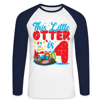 Otter Birthday This Little Otter - Unisex Long Sleeve Baseball T-Shirt - white/navy - Front - Nik (191cm)