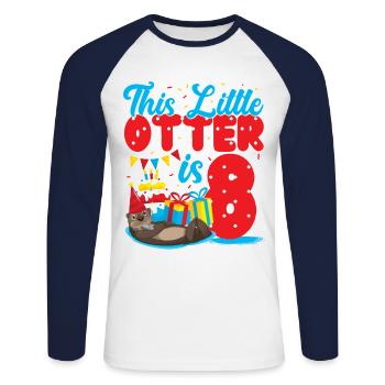 Otter Birthday This Little Otter - Unisex Long Sleeve Baseball T-Shirt - white/navy - Front - Nik (191cm)