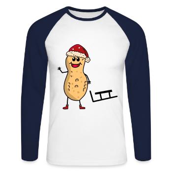 Weihnachten Erdnuss Schlitten Schneefall Nikolaus - Unisex Baseballshirt langarm - Weiß/Navy - Vorne - Nik (191cm)