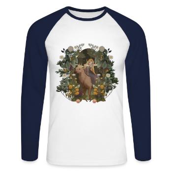 Conte de fées Forêt Enfants Enfant Conte de fées Personnage Princesse - T-shirt baseball manches longues Homme - blanc/marine - Devant - Nik (191cm)