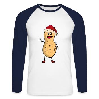 niedliche Erdnuss Zwerg Nikolaus Weihnachtsmann - Unisex Baseballshirt langarm - Weiß/Navy - Vorne - Nik (191cm)