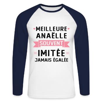 Best Gaëlle often imitated ever equalled - Unisex Long Sleeve Baseball T-Shirt - white/navy - Front - Nik (191cm)