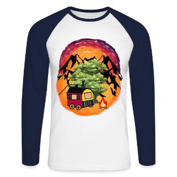 Construction Trailer Adventure Expedition Mountain Nature - Unisex Long Sleeve Baseball T-Shirt - white/navy - Front - Nik (191cm)