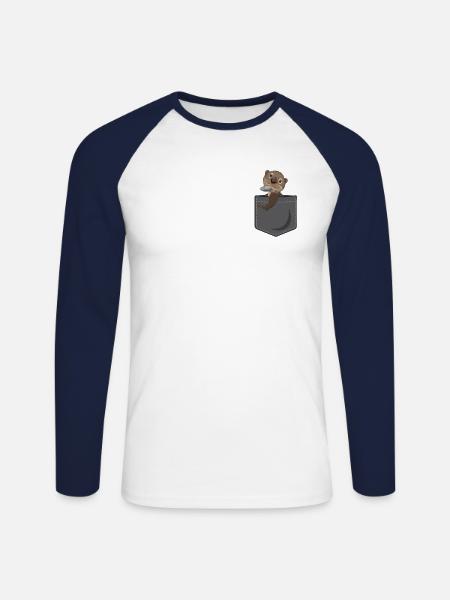 Otter Pocket - Unisex Baseballshirt langarm - Weiß/Navy