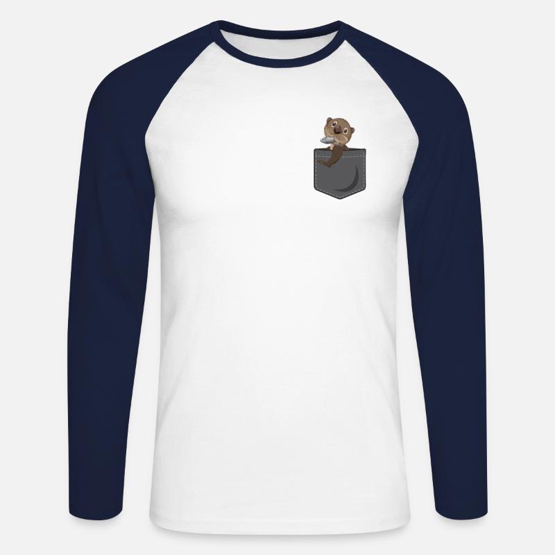 Otter Pocket - Unisex Baseballshirt langarm - Weiß/Navy