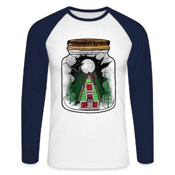 Conte de fées Conte de fées Personnage Maison mystique Maison cabane - T-shirt baseball manches longues Homme - blanc/marine - Devant - Nik (191cm)
