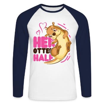 Otter Couple Pun Valentines Day - Unisex Baseballshirt langarm - Weiß/Navy - Vorne - Nik (191cm)