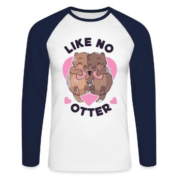 Otter Pun Like No Otter - Unisex Long Sleeve Baseball T-Shirt - white/navy - Front - Nik (191cm)
