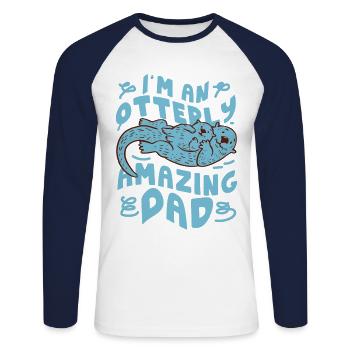 Otter Dad Pun I'm An Otterly - Unisex Baseballshirt langarm - Weiß/Navy - Vorne - Nik (191cm)