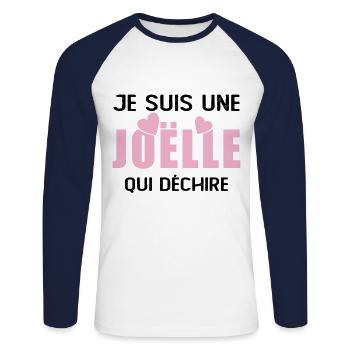 Gift Woman Name Joëlle Who Tears - Unisex Long Sleeve Baseball T-Shirt - white/navy - Front - Nik (191cm)