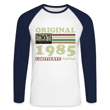 Original 1985 Vintage Geburtstagsgeschenk - Unisex Baseballshirt langarm - Weiß/Navy - Vorne - Nik (191cm)