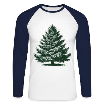 Sapin de Noël - T-shirt baseball manches longues Homme - blanc/marine - Devant - Nik (191cm)