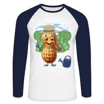Peanut Gardener Vegetable Gardening Gardening - Unisex Long Sleeve Baseball T-Shirt - white/navy - Front - Nik (191cm)