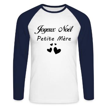 Merry Christmas, Little Mom, Best Mom - Unisex Long Sleeve Baseball T-Shirt - white/navy - Front - Nik (191cm)