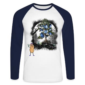 Peanut Spring Snowdrop Flowers Forest Nature - Unisex Long Sleeve Baseball T-Shirt - white/navy - Front - Nik (191cm)