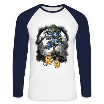 Küken Kinder Wilder Westen Western spielen Kinder - Unisex Baseballshirt langarm - Weiß/Navy - Vorne - Nik (191cm)
