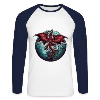 Dragon Dragon Planet Planet - Unisex Long Sleeve Baseball T-Shirt - white/navy - Front - Nik (191cm)