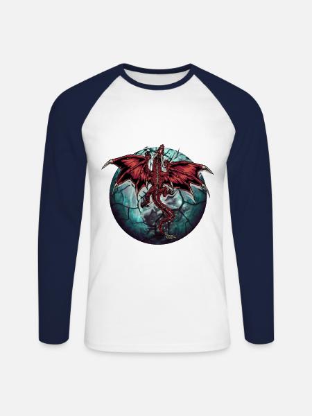 Dragon Dragon Planet Planet - Unisex Long Sleeve Baseball T-Shirt - white/navy