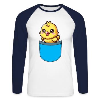 Poulet de Pâques Chicks - T-shirt baseball manches longues Homme - blanc/marine - Devant - Nik (191cm)