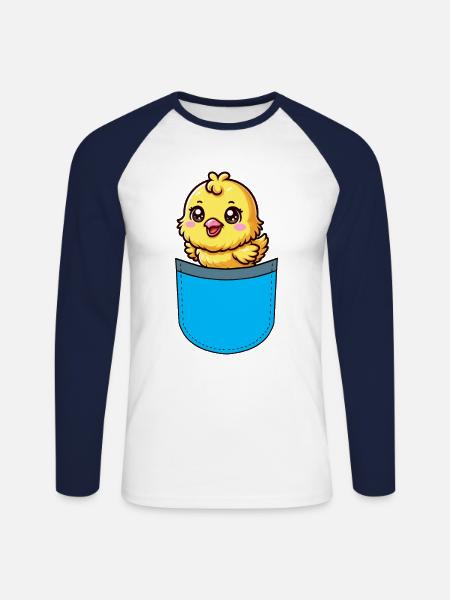 Chicks Easter Chicken - Unisex Long Sleeve Baseball T-Shirt - white/navy