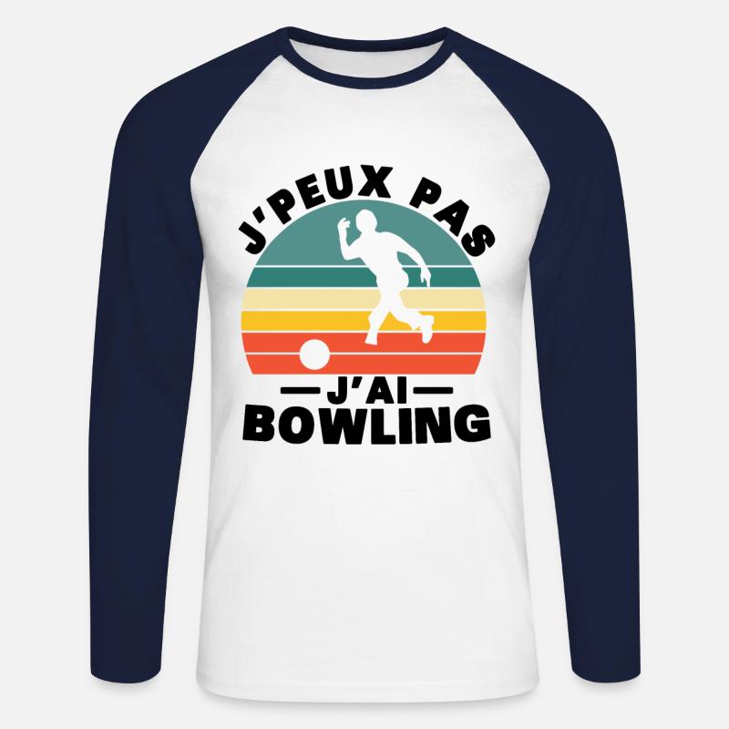 I can't I bowling - Unisex Long Sleeve Baseball T-Shirt - white/navy