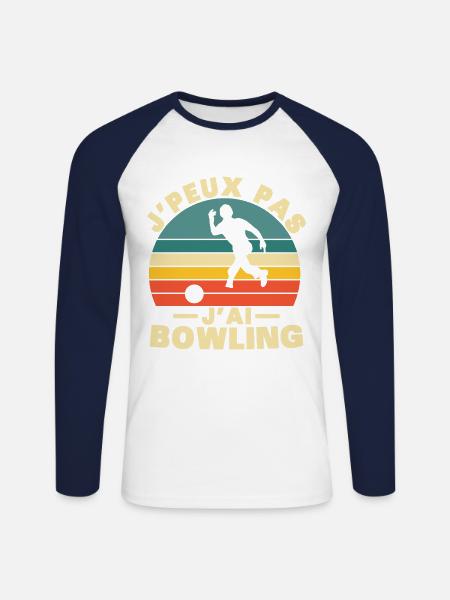 I can't I bowling - Unisex Long Sleeve Baseball T-Shirt - white/navy