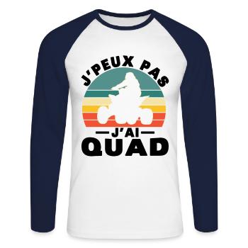 Ich kann nicht, ich habe Quad - Unisex Baseballshirt langarm - Weiß/Navy - Vorne - Nik (191cm)