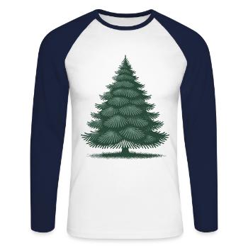 Festive Christmas tree illustration - Unisex Long Sleeve Baseball T-Shirt - white/navy - Front - Nik (191cm)