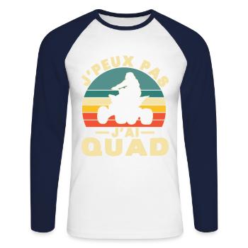 Ich kann kein Quad haben - Unisex Baseballshirt langarm - Weiß/Navy - Vorne - Nik (191cm)