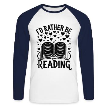Ich lese lieber Bücher Buch Bücherwurm - Unisex Baseballshirt langarm - Weiß/Navy - Vorne - Nik (191cm)
