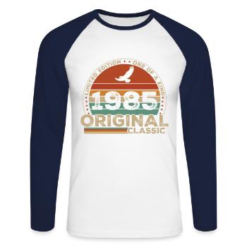 Original 1985 Vintage Geburtstagsgeschenk - Unisex Baseballshirt langarm - Weiß/Navy - Vorne - Nik (191cm)