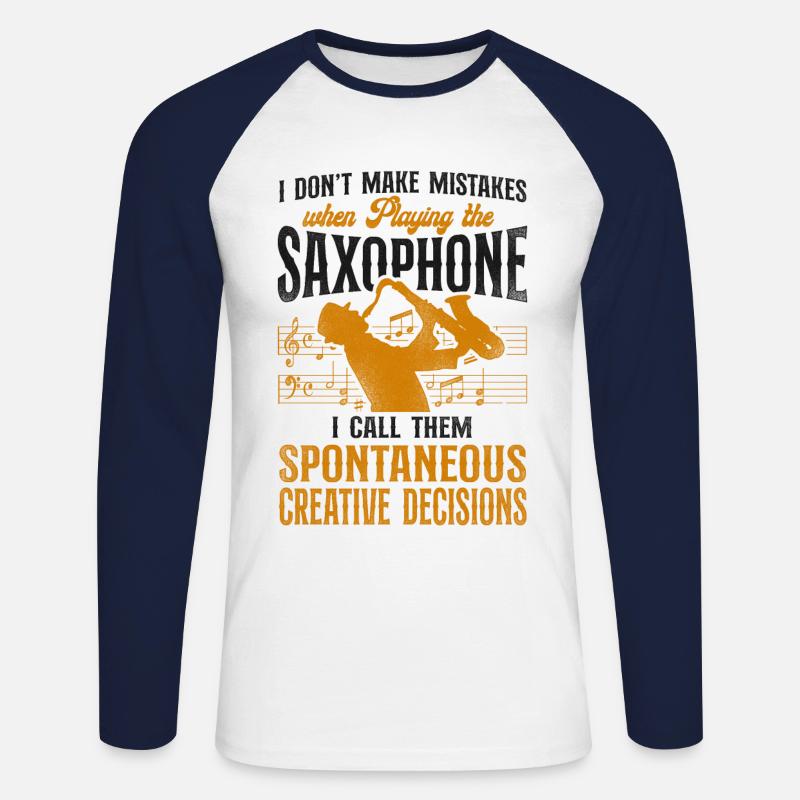 Saxophone I Don't Make Mistakes - Unisex Baseballshirt langarm - Weiß/Navy