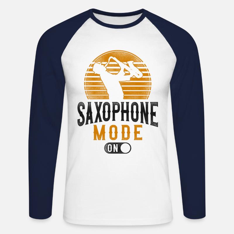 Saxophone Saxophone Mode On - Unisex Baseballshirt langarm - Weiß/Navy