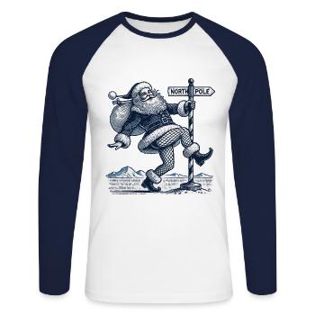 Funny Christmas Pole Dance Santa - Unisex Long Sleeve Baseball T-Shirt - white/navy - Front - Nik (191cm)