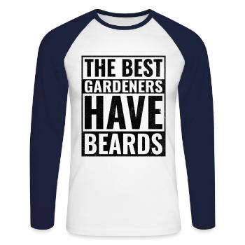 Les meilleurs jardiniers ont des barbes Jardinier Barbe - T-shirt baseball manches longues Homme - blanc/marine - Devant - Nik (191cm)