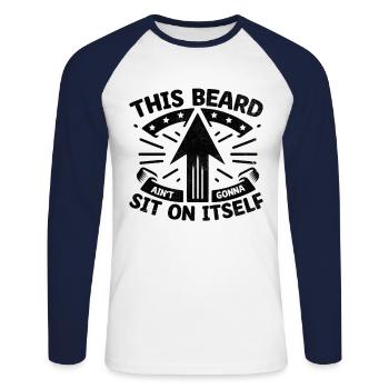 Cette barbe ne va pas s’asseoir sur elle-même Poils du visage - T-shirt baseball manches longues Homme - blanc/marine - Devant - Nik (191cm)