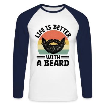 Life Is Better With A Beard Bearded Beards Man - Unisex Long Sleeve Baseball T-Shirt - white/navy - Front - Nik (191cm)