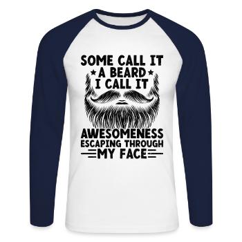 Manche nennen es einen Bart, ich nenne es Awesomeness Facial - Unisex Baseballshirt langarm - Weiß/Navy - Vorne - Nik (191cm)