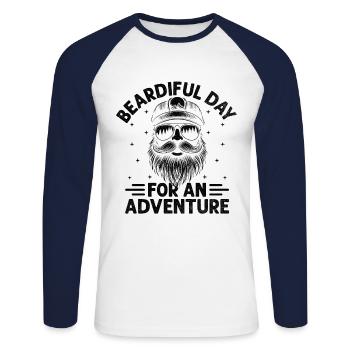 Beardiful Dad For An Adventure Beard Facial Hair - Unisex Long Sleeve Baseball T-Shirt - white/navy - Front - Nik (191cm)