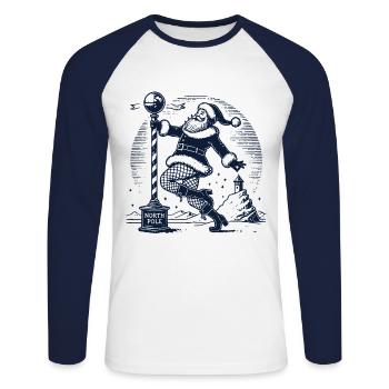 Funny Santa Claus Pole Dance Fun - Unisex Long Sleeve Baseball T-Shirt - white/navy - Front - Nik (191cm)