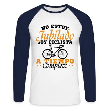 I'm a Full-Time Cyclist - Unisex Long Sleeve Baseball T-Shirt - white/navy - Front - Nik (191cm)