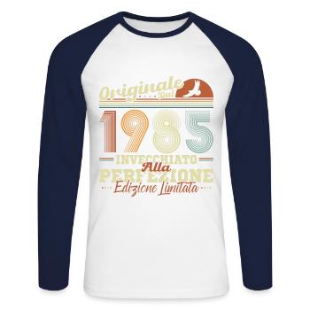 Original 1985 Retro Geburtstagsgeschenk - Unisex Baseballshirt langarm - Weiß/Navy - Vorne - Nik (191cm)