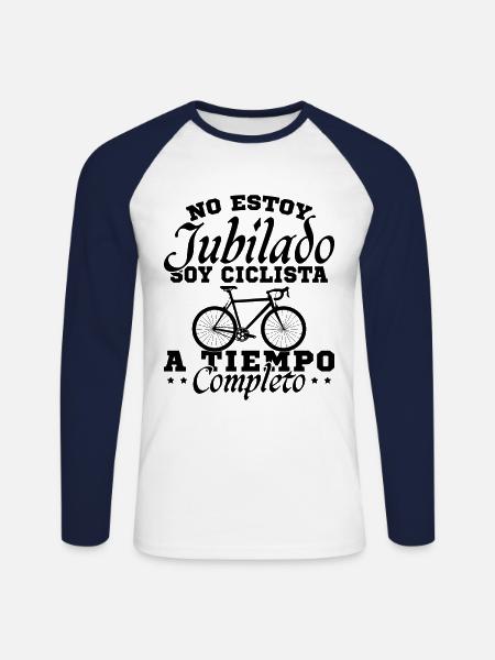 Ich bin Vollzeit-Radfahrer - Unisex Baseballshirt langarm - Weiß/Navy