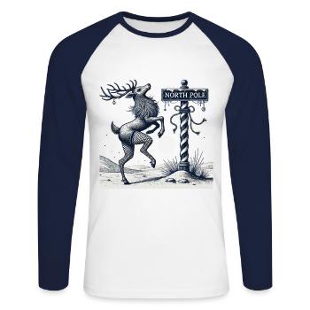 Lustiges Pole Dance Rentier Weihnachten - Unisex Baseballshirt langarm - Weiß/Navy - Vorne - Nik (191cm)