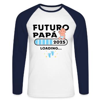 Future Pope 2025 First-time Father 2025 - Unisex Long Sleeve Baseball T-Shirt - white/navy - Front - Nik (191cm)