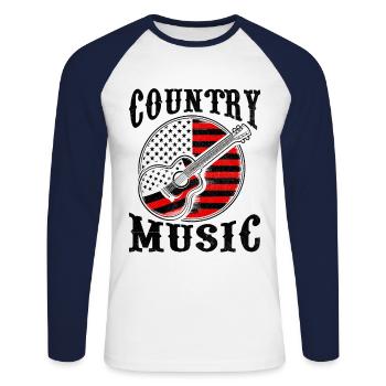 Country Musik Amerikanische Flagge Lied Liebhaber USA Patriot - Unisex Baseballshirt langarm - Weiß/Navy - Vorne - Nik (191cm)